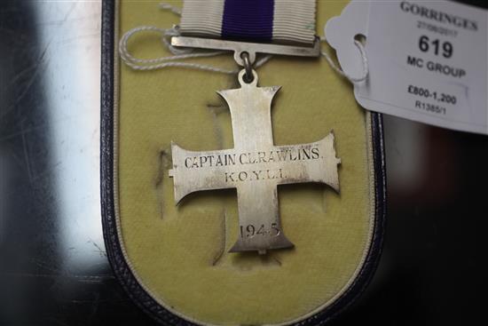 A WW2 Military Cross group of four medals to Major C. L. Rawlins K.O.Y.L.I